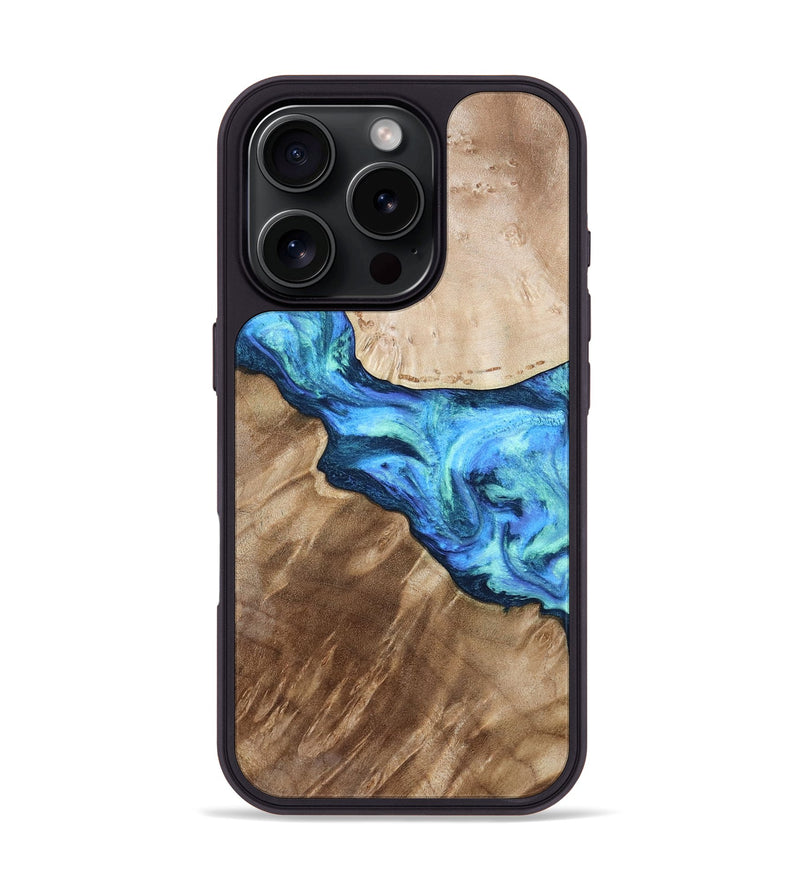 iPhone 16 Pro Wood Phone Case - Mayra (Blue, 810154)