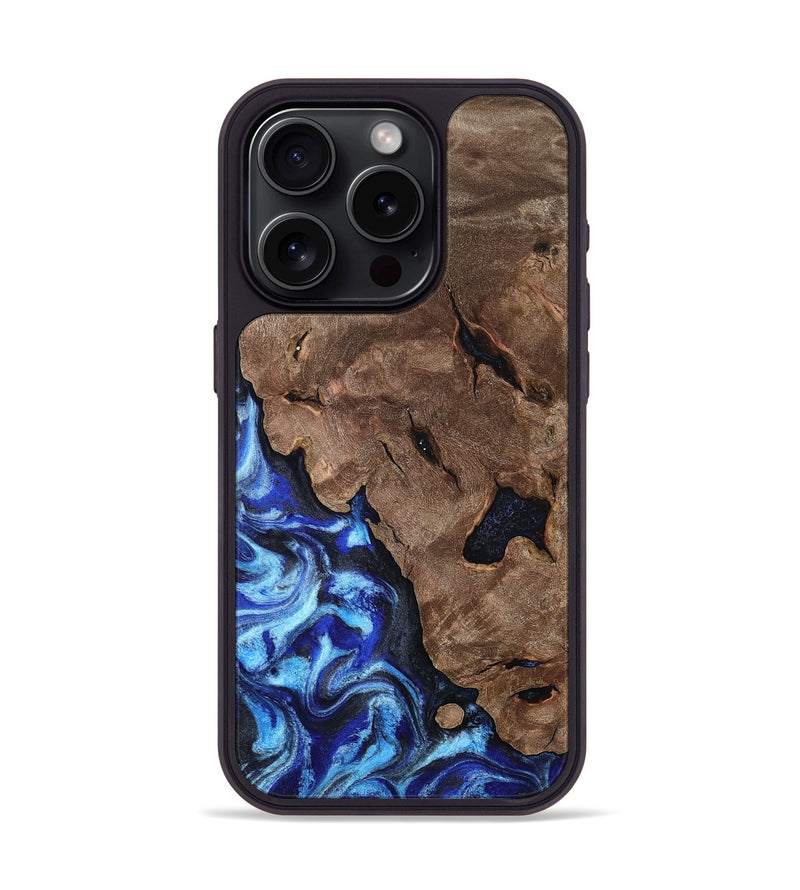 iPhone 15 Pro Wood Phone Case - Crissy (Blue, 810282)