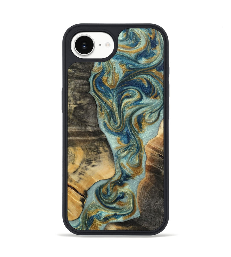 iPhone 16e Wood Phone Case - Payton (Teal & Gold, 810331)