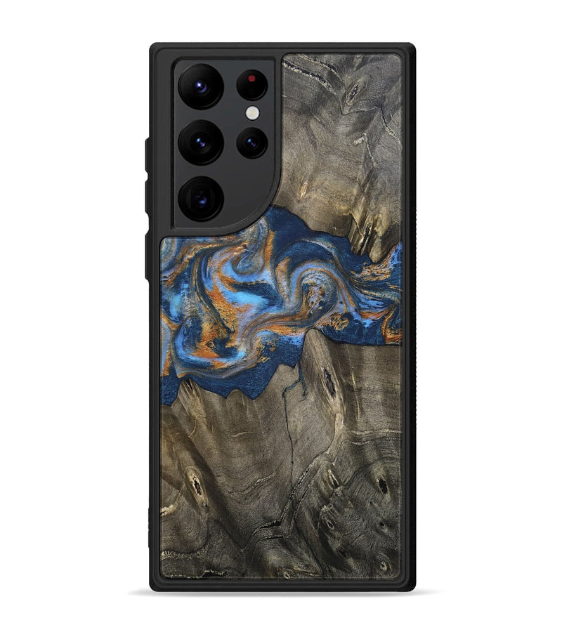 Galaxy S22 Ultra Wood Phone Case - Leone (Teal & Gold, 810333)