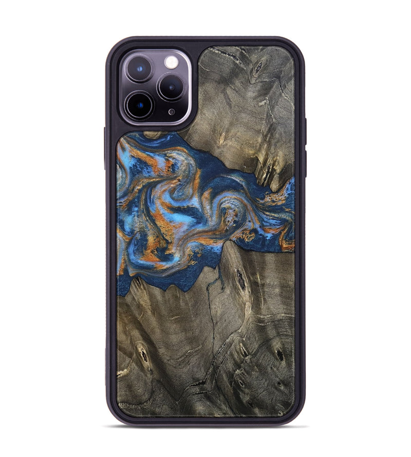 iPhone 11 Pro Max Wood Phone Case - Leone (Teal & Gold, 810333)