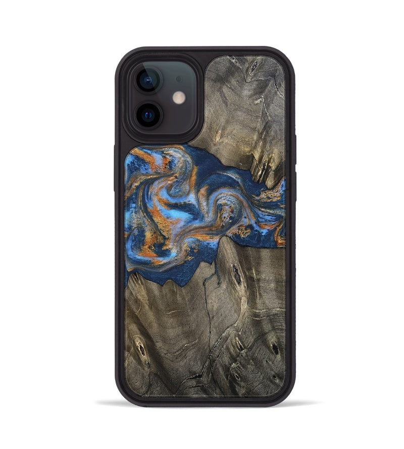 iPhone 12 Wood Phone Case - Leone (Teal & Gold, 810333)