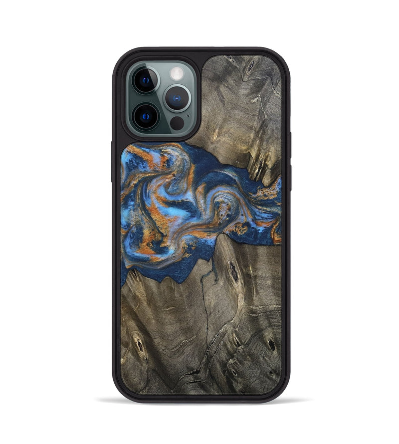 iPhone 12 Pro Wood Phone Case - Leone (Teal & Gold, 810333)