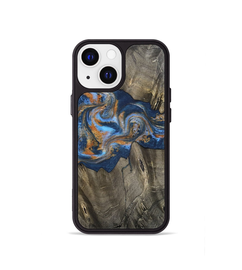 iPhone 13 mini Wood Phone Case - Leone (Teal & Gold, 810333)