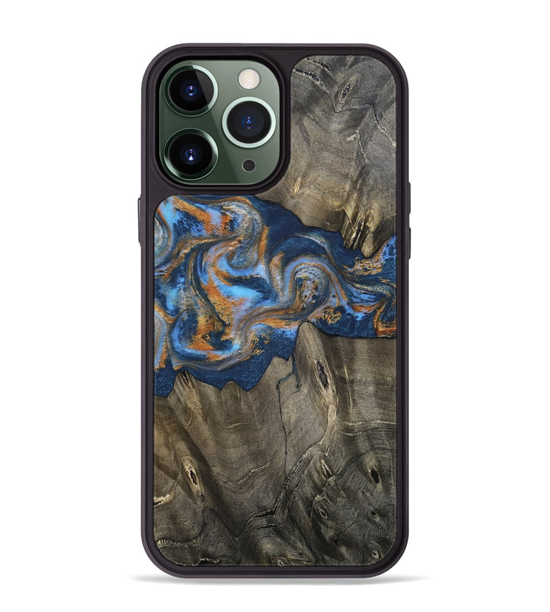 iPhone 13 Pro Max Wood Phone Case - Leone (Teal & Gold, 810333)
