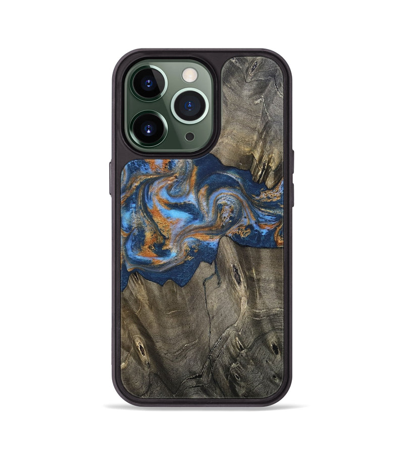 iPhone 13 Pro Wood Phone Case - Leone (Teal & Gold, 810333)