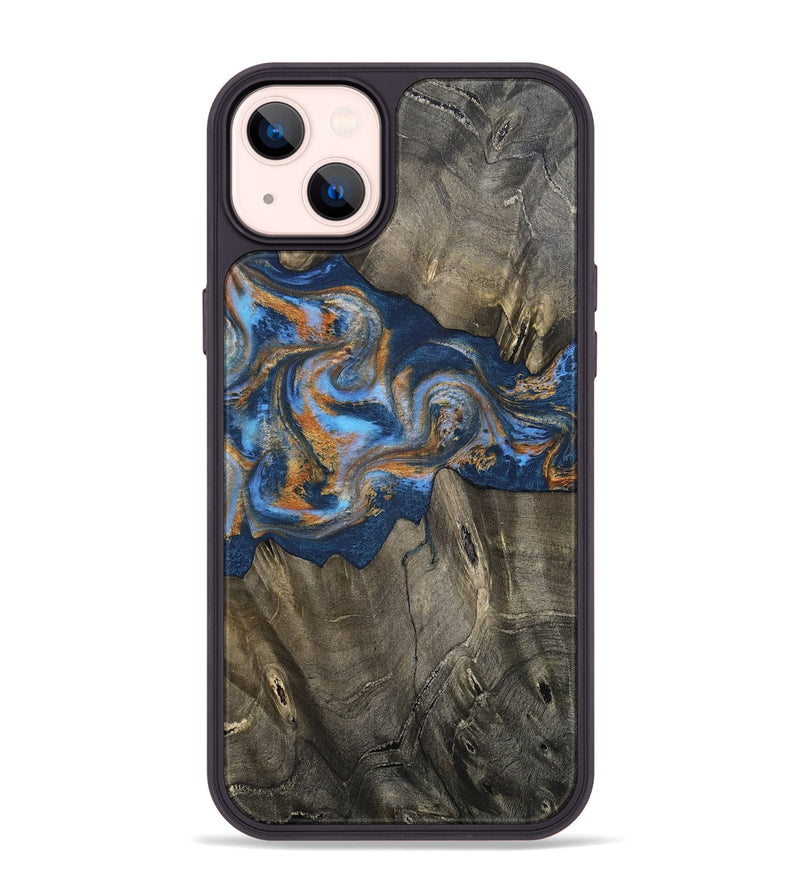 iPhone 14 Plus Wood Phone Case - Leone (Teal & Gold, 810333)