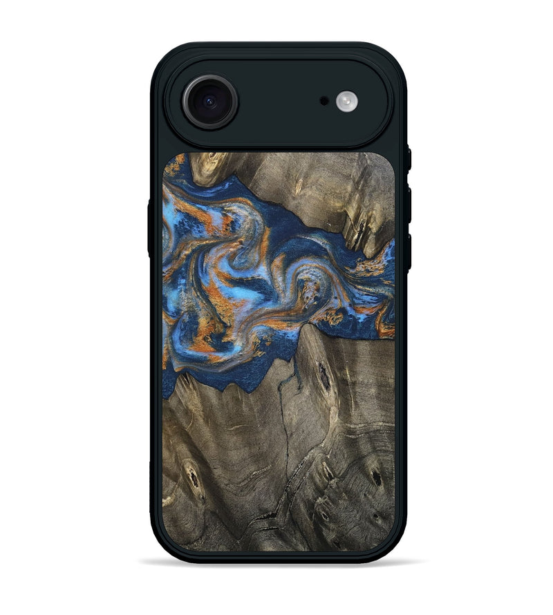 iPhone 17 Air Wood Phone Case - Leone (Teal & Gold, 810333)