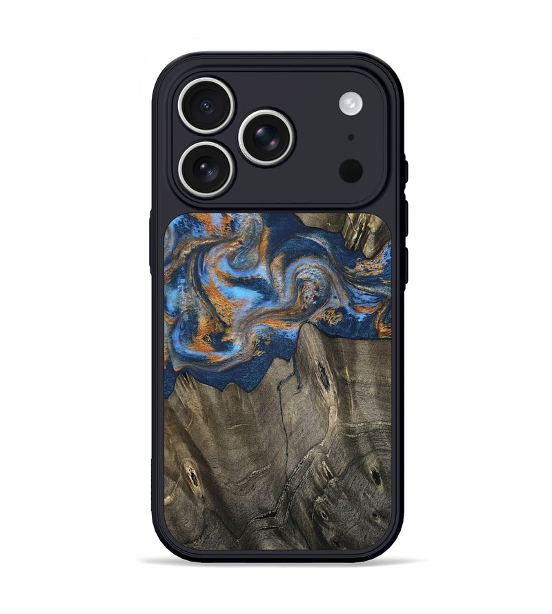 iPhone 17 Pro Wood Phone Case - Leone (Teal & Gold, 810333)
