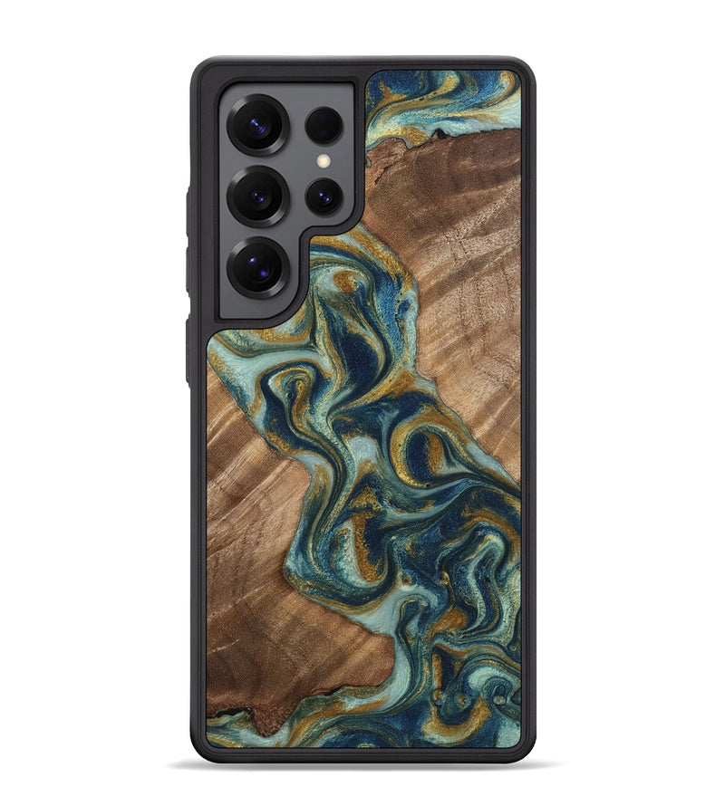 Galaxy S25 Ultra Wood Phone Case - Casie (Teal & Gold, 810370)