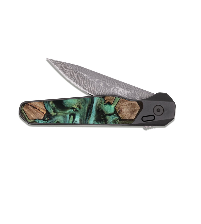 EDC Dark Damascus Wood Pocket Knife - Cari (Pattern, 810374)
