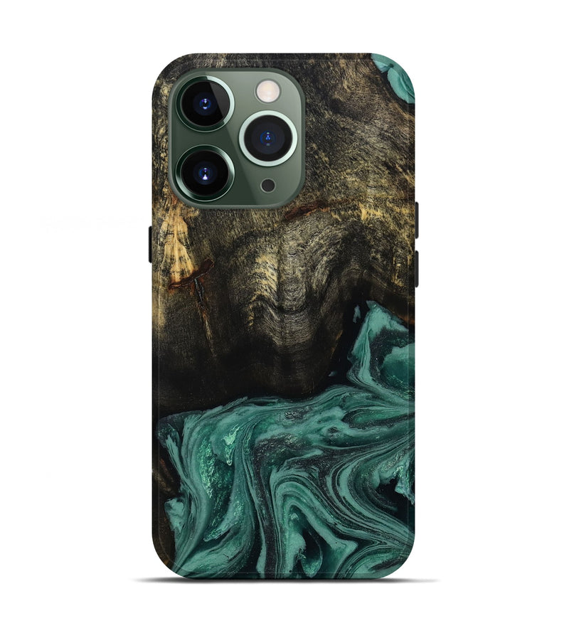 iPhone 13 Pro Wood Live Edge Phone Case - Lakesha (Green, 810385)