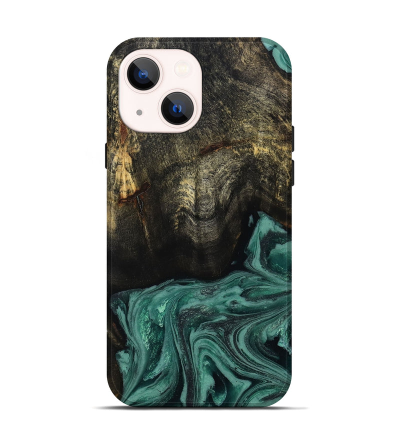 iPhone 14 Wood Live Edge Phone Case - Lakesha (Green, 810385)