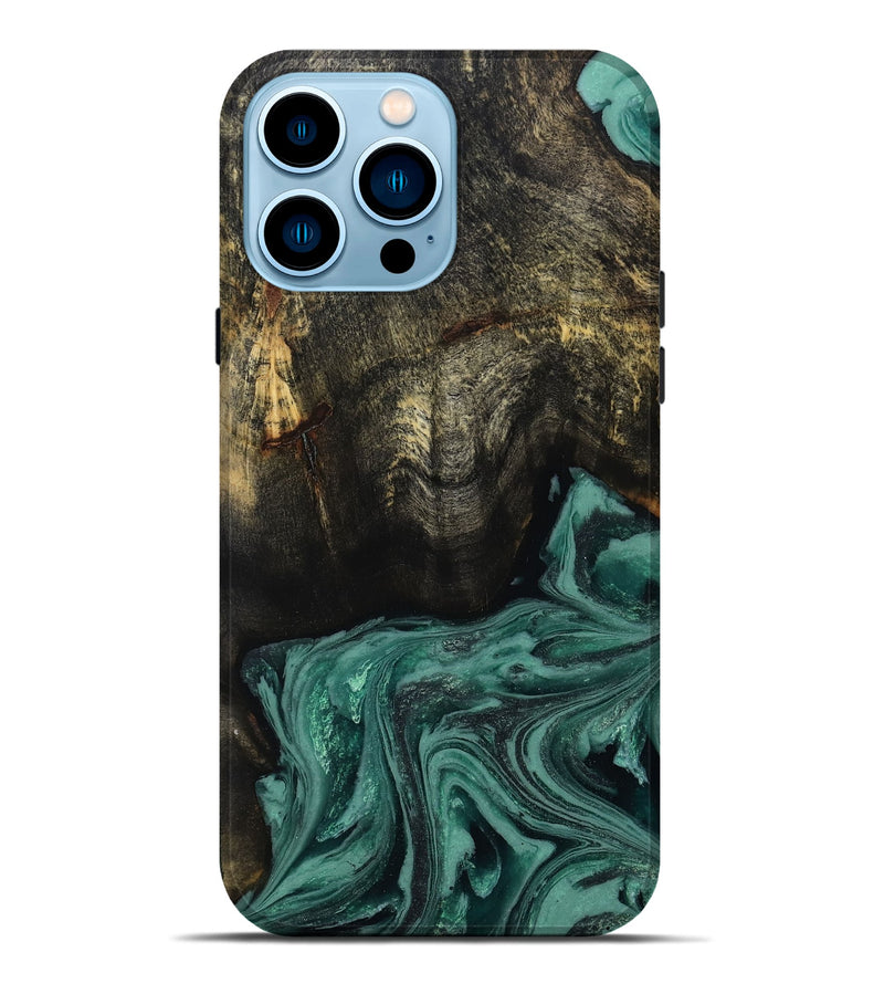 iPhone 14 Pro Max Wood Live Edge Phone Case - Lakesha (Green, 810385)