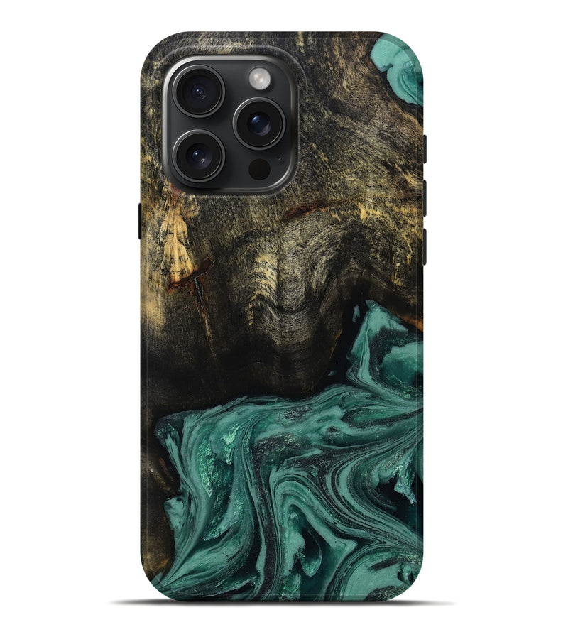iPhone 16 Pro Max Wood Live Edge Phone Case - Lakesha (Green, 810385)