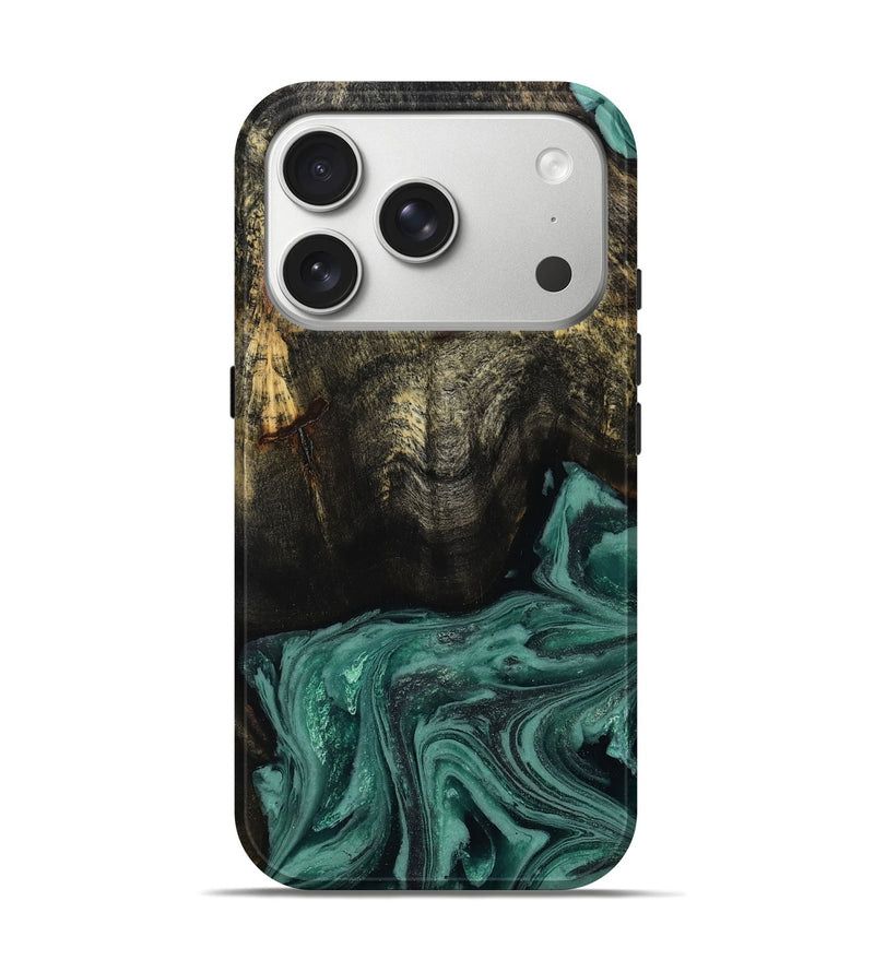 iPhone 17 Pro Wood Live Edge Phone Case - Lakesha (Green, 810385)