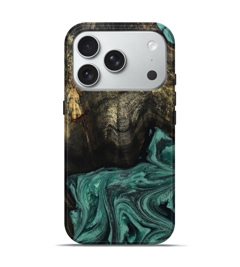 iPhone 18 Pro Wood Live Edge Phone Case - Lakesha (Green, 810385)