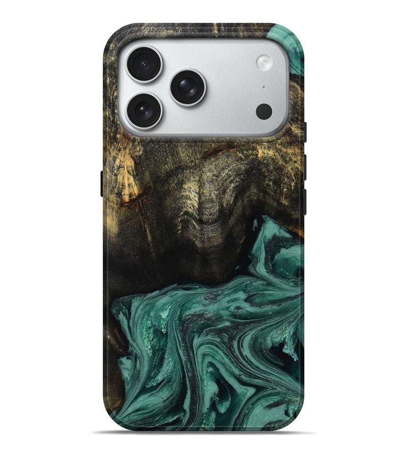iPhone 18 Pro Max Wood Live Edge Phone Case - Lakesha (Green, 810385)