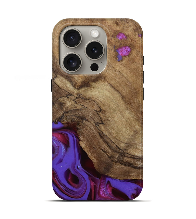 iPhone 16 Pro Wood Live Edge Phone Case - Ciji (Purple, 810397)