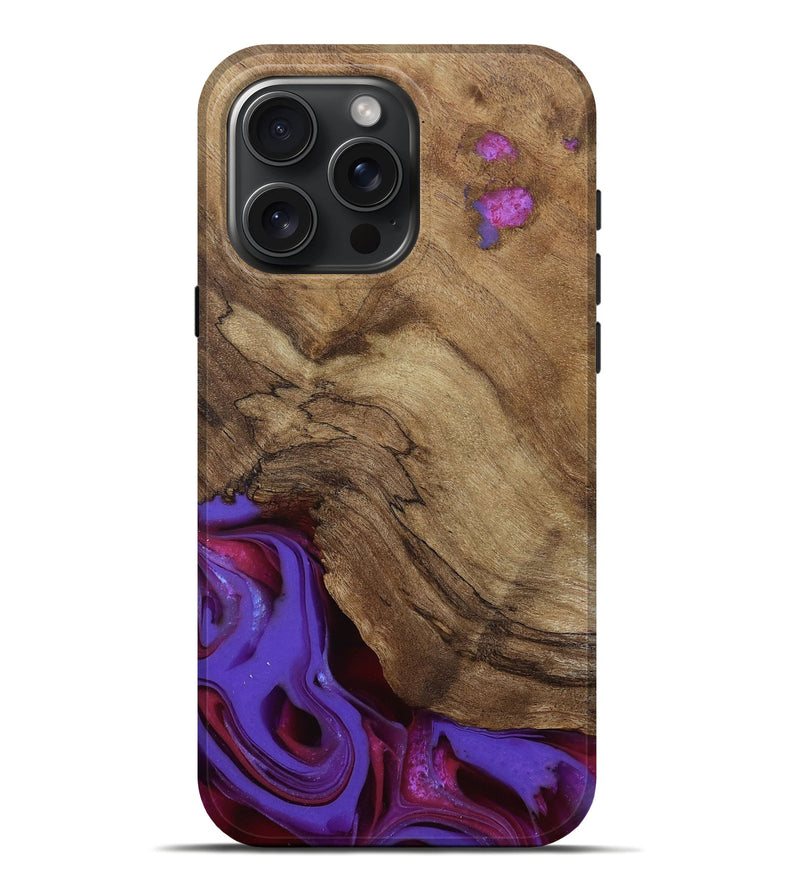 iPhone 16 Pro Max Wood Live Edge Phone Case - Ciji (Purple, 810397)