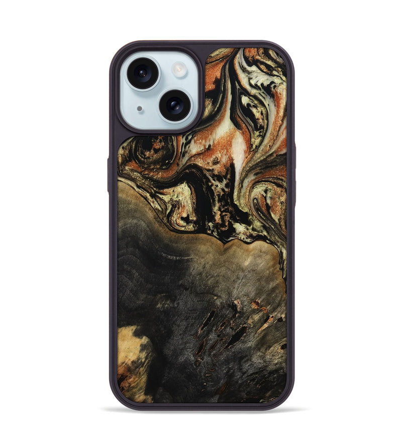 iPhone 15 Wood Phone Case - Edmond (Black & White, 810436)