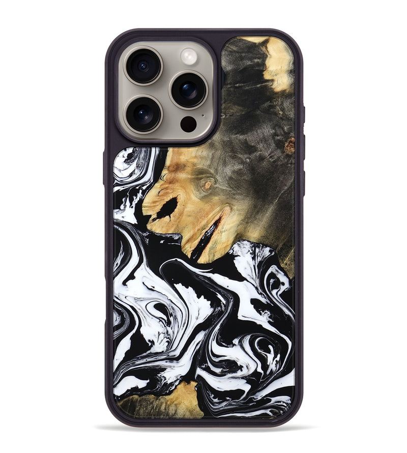 iPhone 16 Pro Max Wood Phone Case - Jakari (Black & White, 810439)