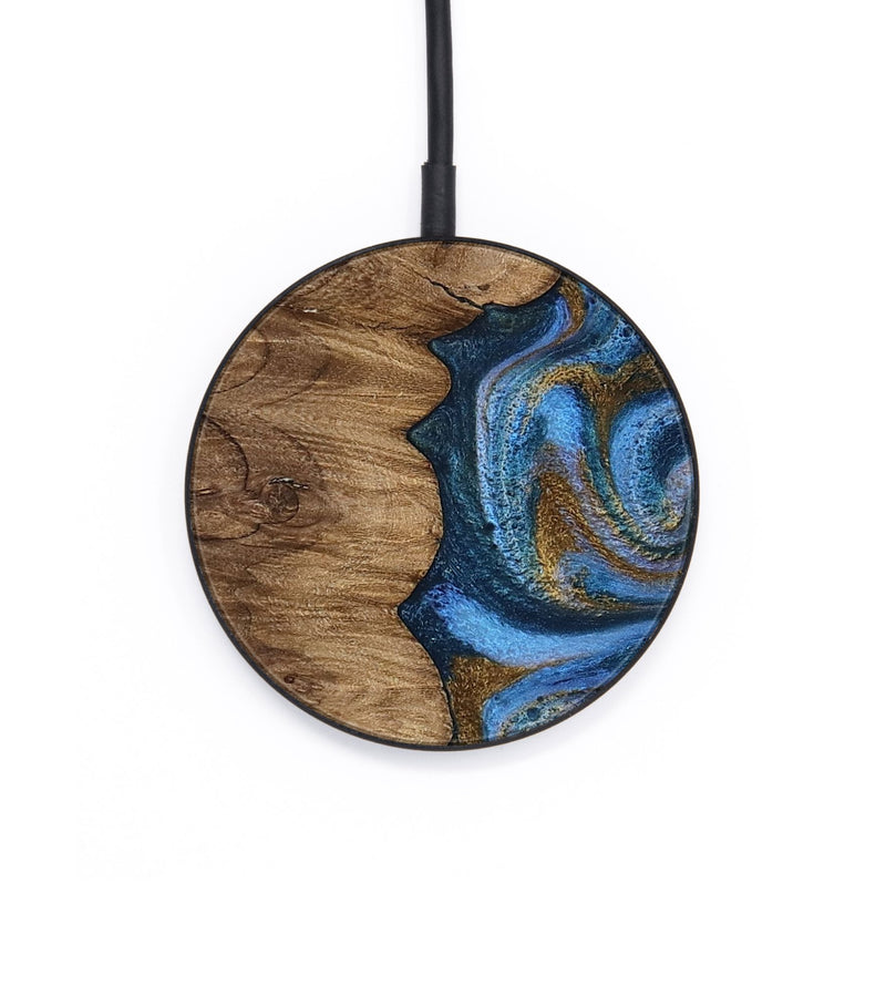 Circle Wood Wireless Charger - Kennith (Teal & Gold, 810476)