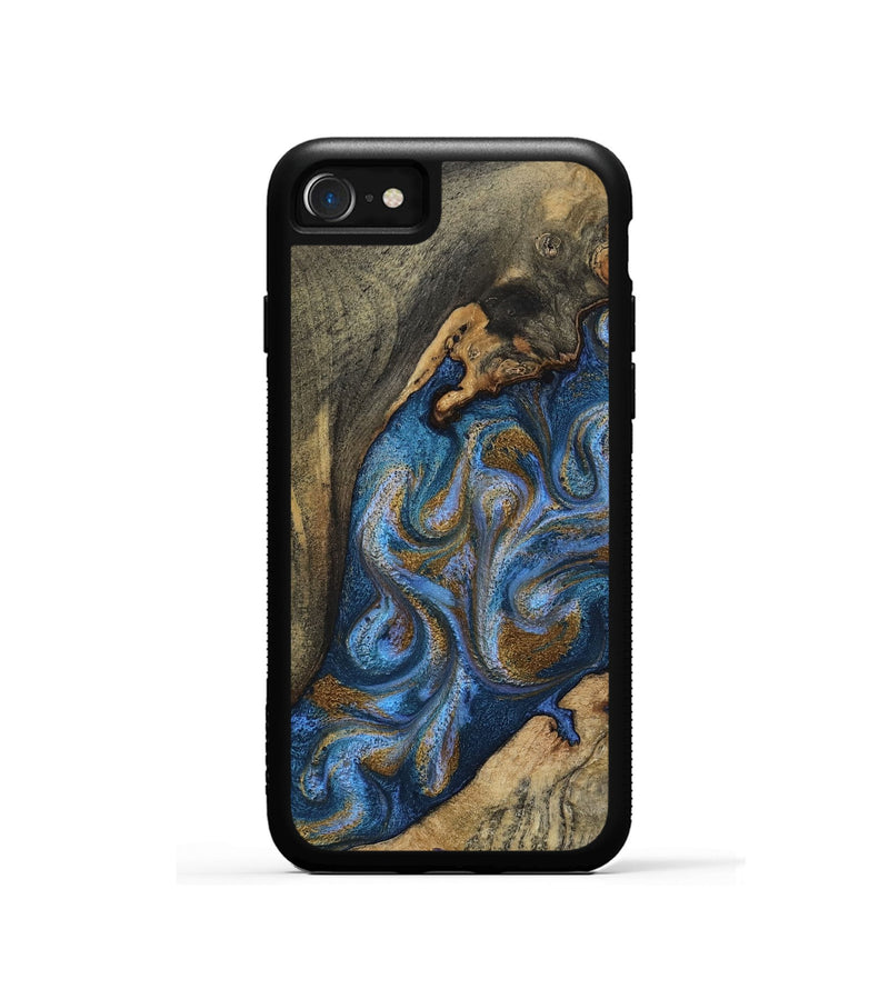 iPhone SE Wood Phone Case - Aidyn (Teal & Gold, 810477)
