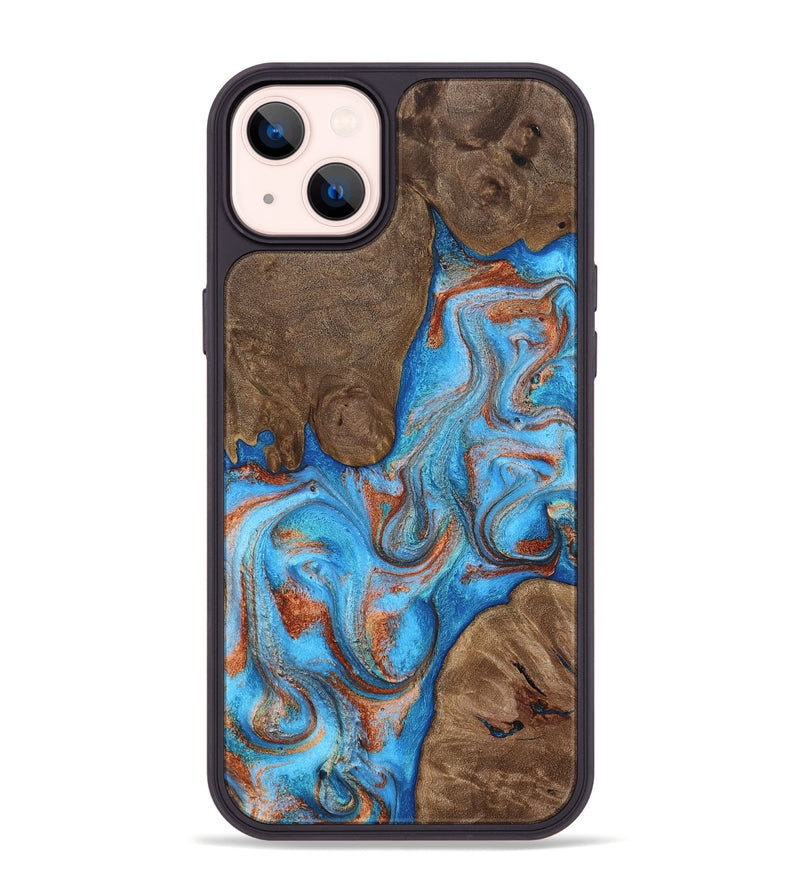 iPhone 14 Plus Wood Phone Case - Brandie (Teal & Gold, 810479)