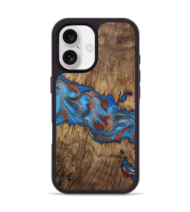 iPhone 17 Wood Phone Case - Kareem (Teal & Gold, 810486)