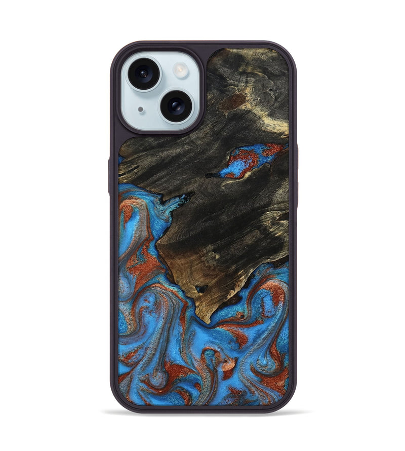 iPhone 15 Wood Phone Case - Rico (Teal & Gold, 810490)