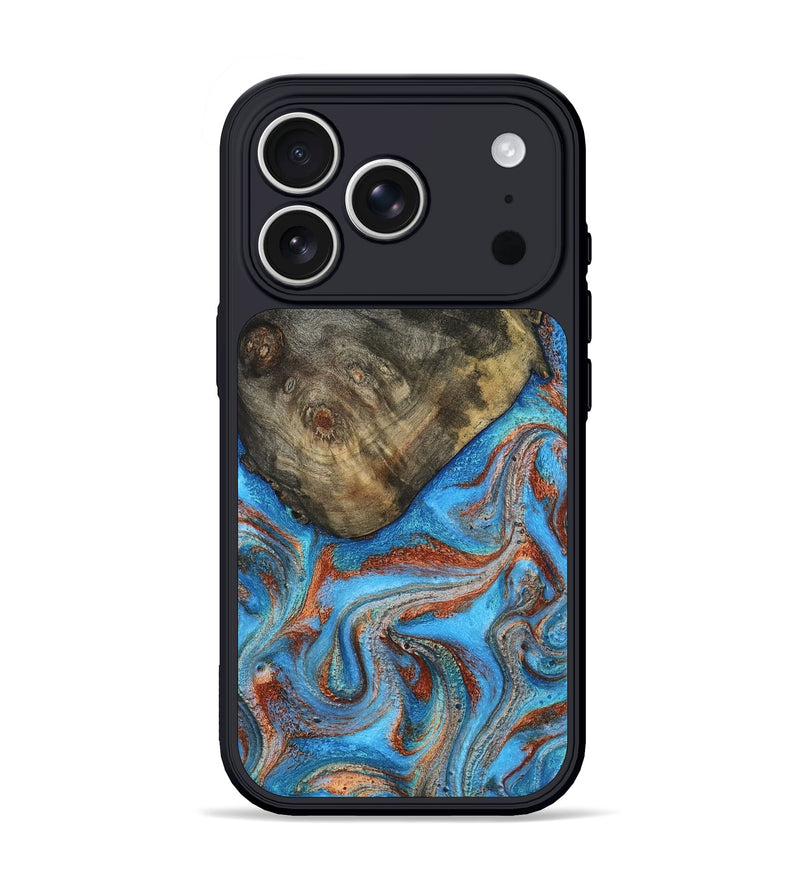 iPhone 17 Pro Wood Phone Case - Cheryl (Teal & Gold, 810492)