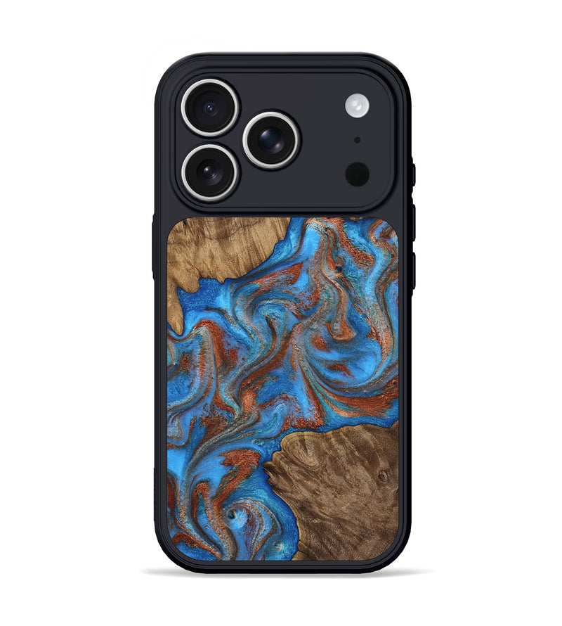 iPhone 17 Pro Wood Phone Case - Amiri (Teal & Gold, 810493)