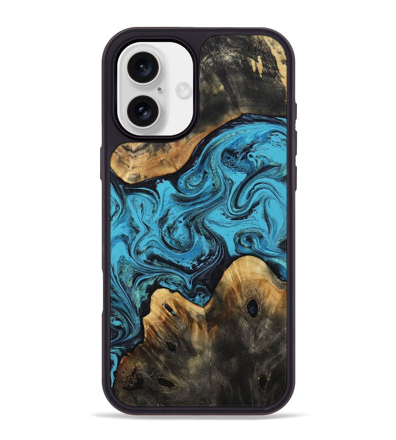 iPhone 16 Plus Wood Phone Case - Claudia (Blue, 810595)