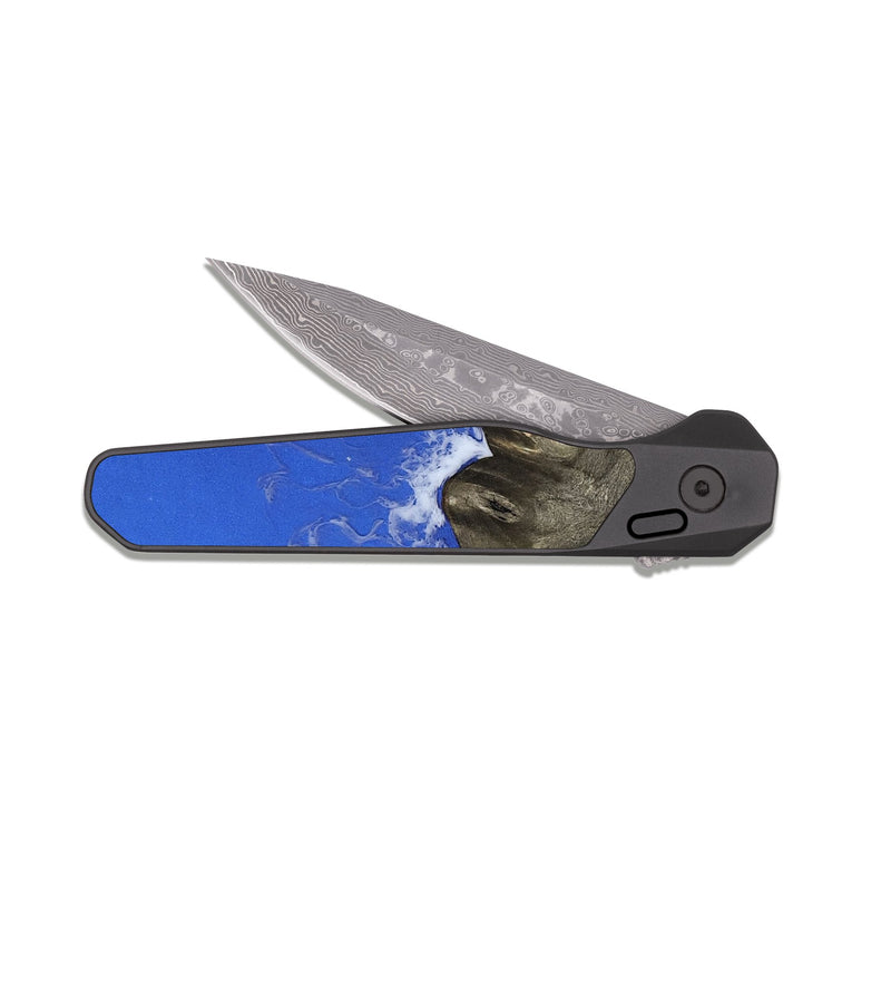 EDC Dark Damascus Wood Pocket Knife - Roni (Coastal, 810625)