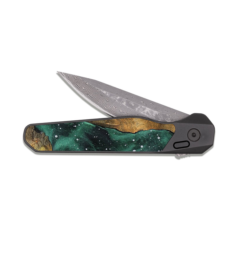 EDC Dark Damascus Wood Pocket Knife - Carlton (Cosmos, 810689)