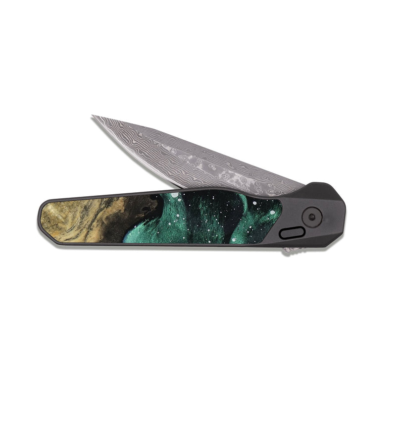 EDC Dark Damascus Wood Pocket Knife - Maryjo (Cosmos, 810737)