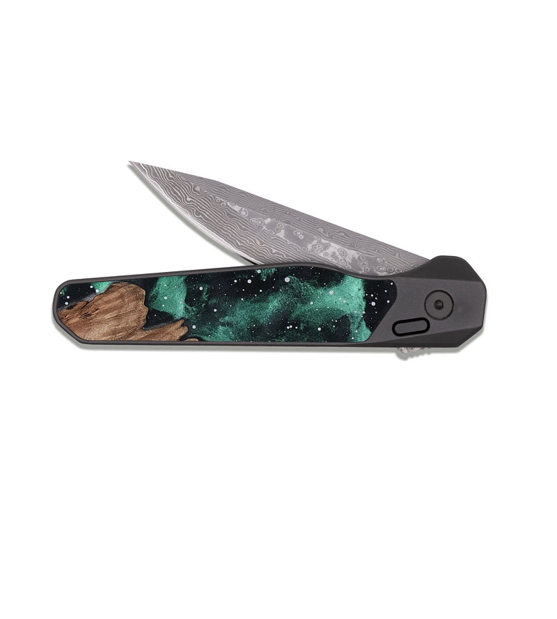 EDC Dark Damascus Wood Pocket Knife - Kamila (Cosmos, 810756)