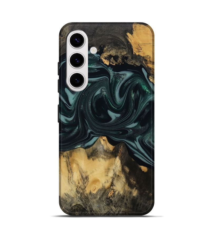 Galaxy S25 Wood Live Edge Phone Case - Aedan (Green, 810775)