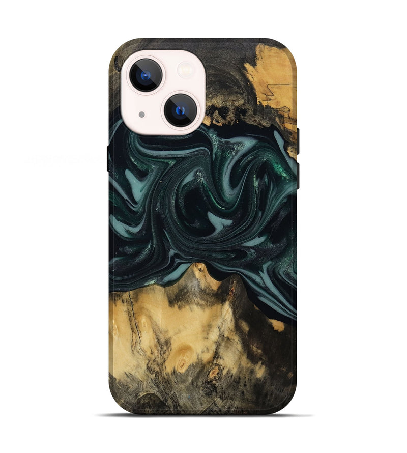 iPhone 13 Wood Live Edge Phone Case - Aedan (Green, 810775)