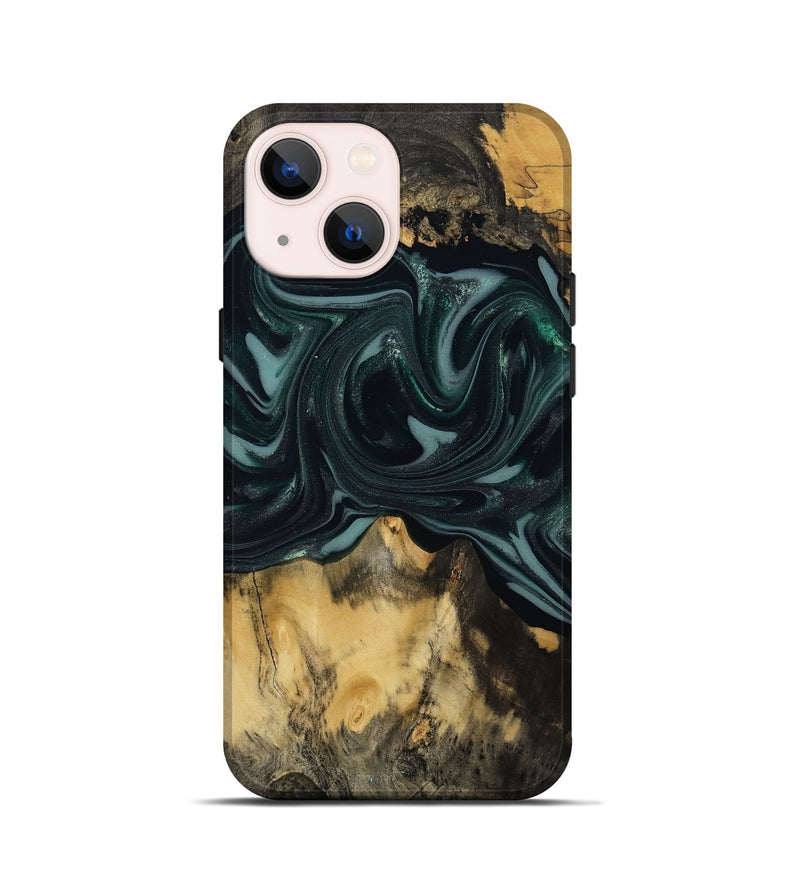 iPhone 13 mini Wood Live Edge Phone Case - Aedan (Green, 810775)