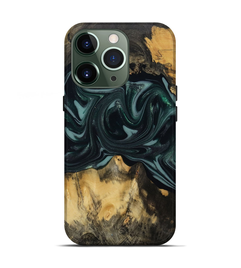 iPhone 13 Pro Wood Live Edge Phone Case - Aedan (Green, 810775)