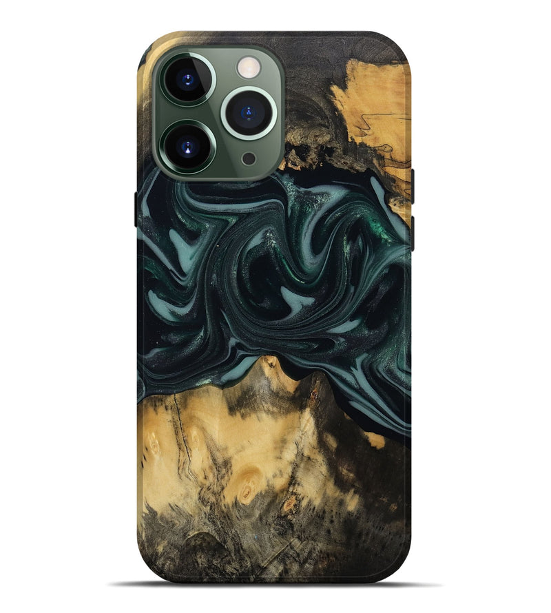 iPhone 13 Pro Max Wood Live Edge Phone Case - Aedan (Green, 810775)