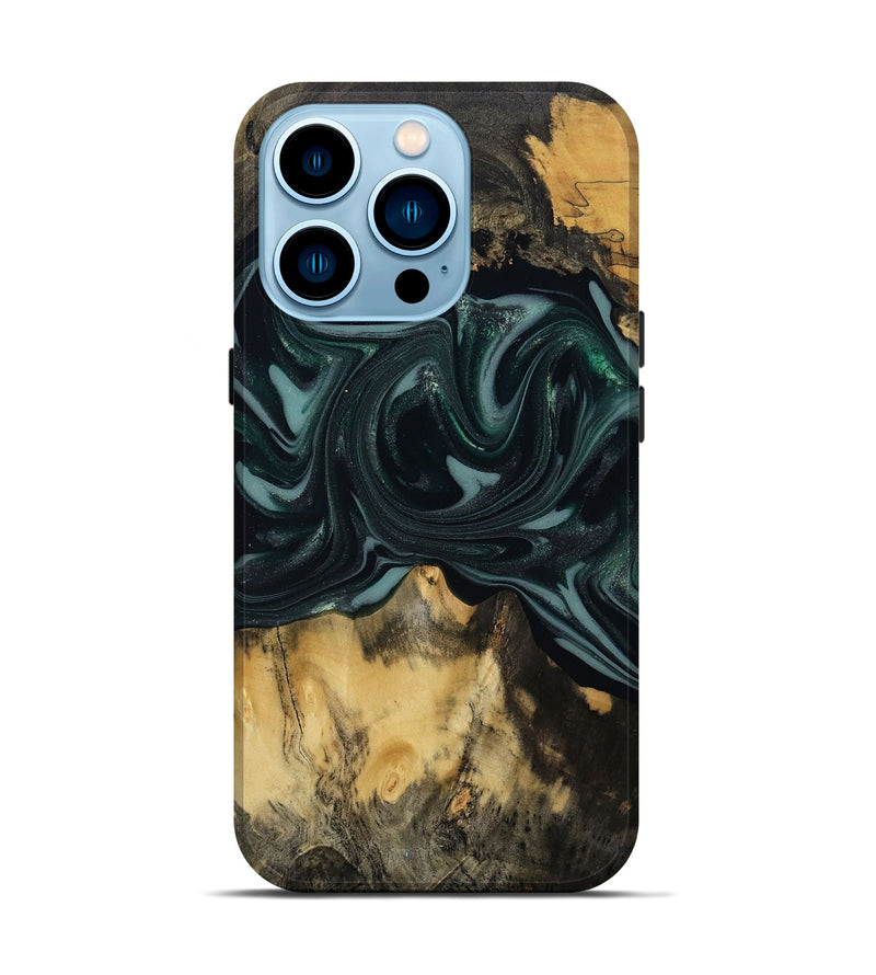 iPhone 14 Pro Wood Live Edge Phone Case - Aedan (Green, 810775)