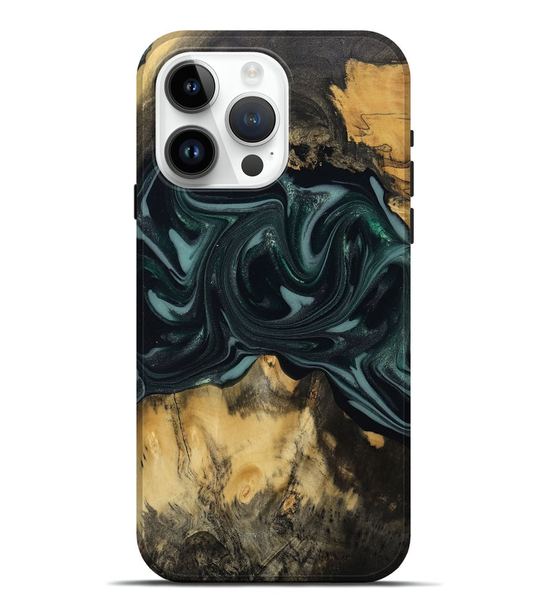 iPhone 15 Pro Max Wood Live Edge Phone Case - Aedan (Green, 810775)