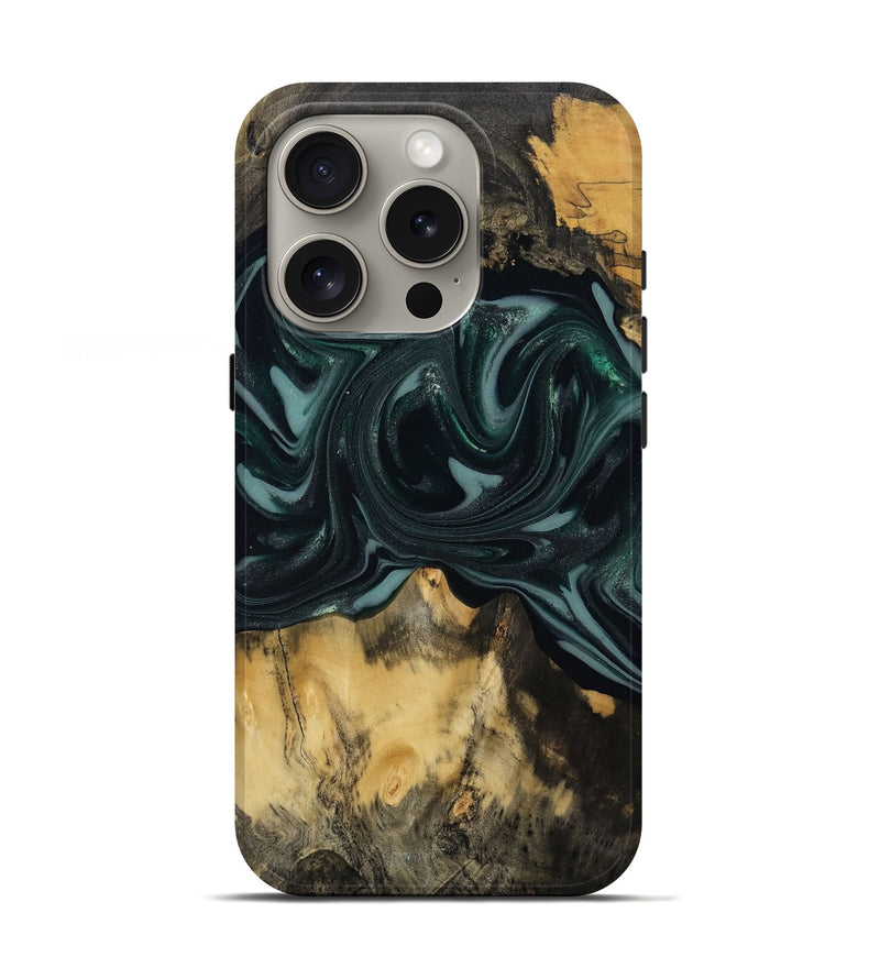 iPhone 16 Pro Wood Live Edge Phone Case - Aedan (Green, 810775)