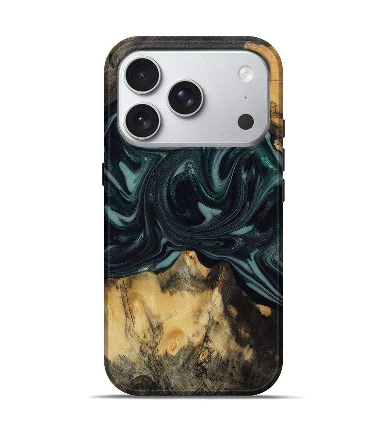 iPhone 18 Pro Wood Live Edge Phone Case - Aedan (Green, 810775)