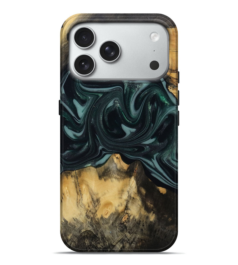 iPhone 18 Pro Max Wood Live Edge Phone Case - Aedan (Green, 810775)