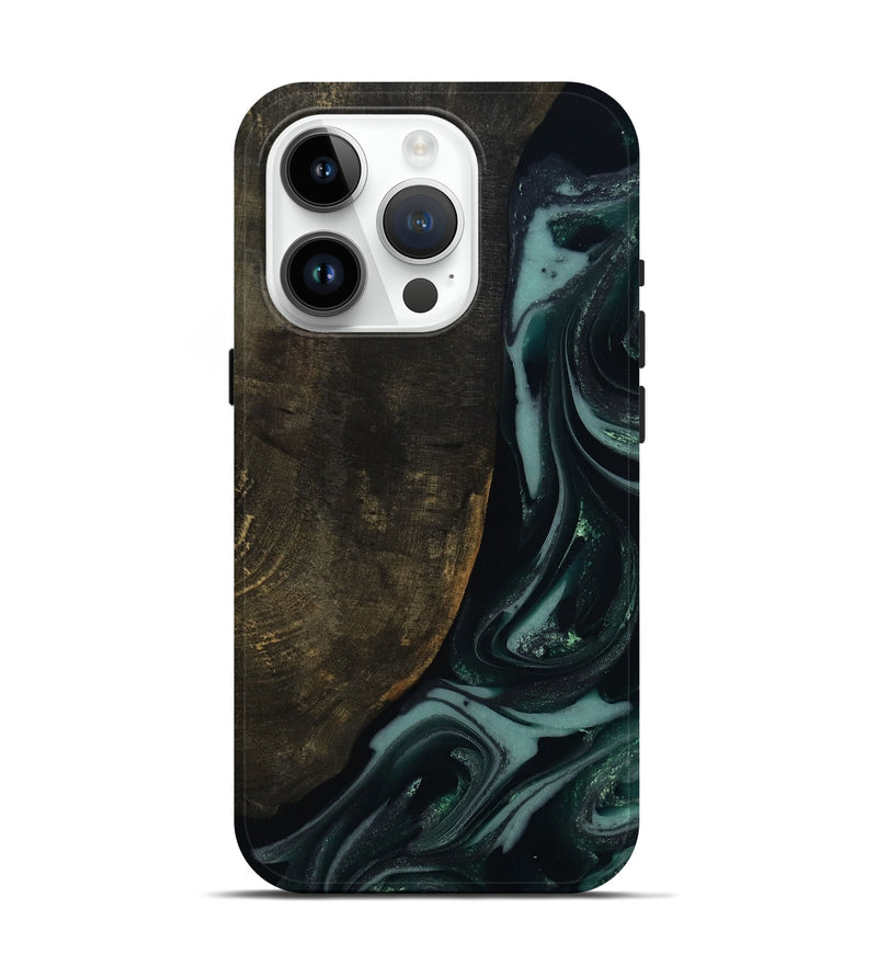 iPhone 15 Pro Wood Live Edge Phone Case - Traci (Green, 810778)