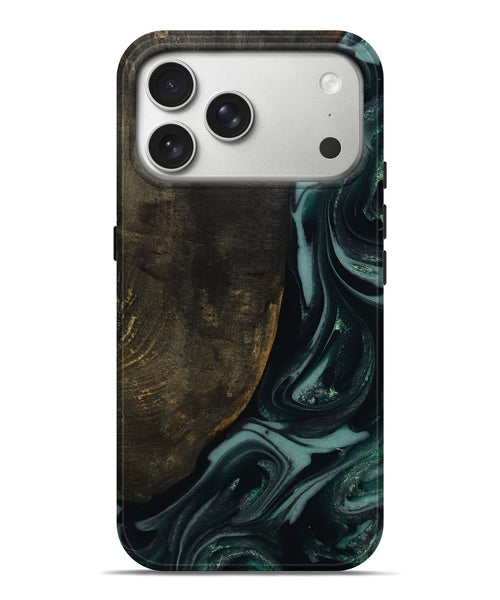 iPhone 17 Pro Max Wood Live Edge Phone Case - Traci (Green, 810778)